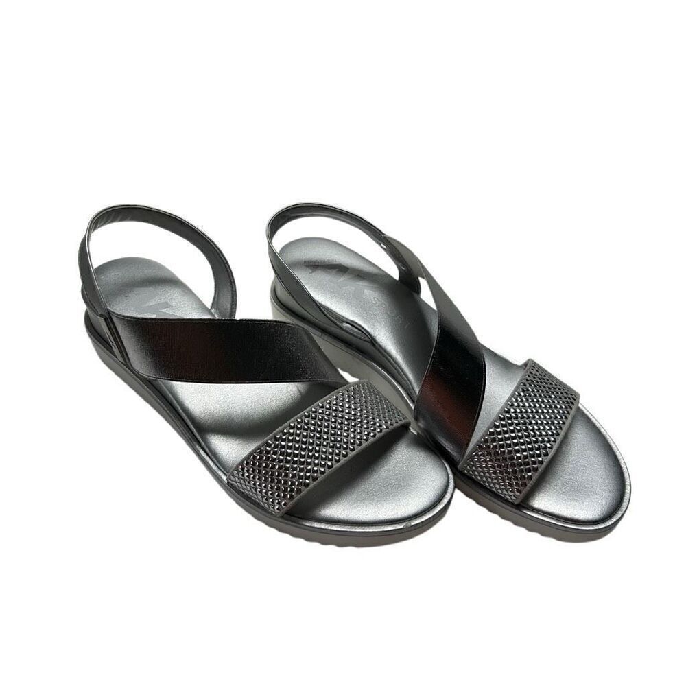 AK SPORT Anne Klein Silver Sparkle Sandals Size 10